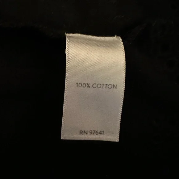 J. Jill Top Women Black 100% Cotton Pullover Embroidered Hem And Sleeves Size L - Picture 6 of 7